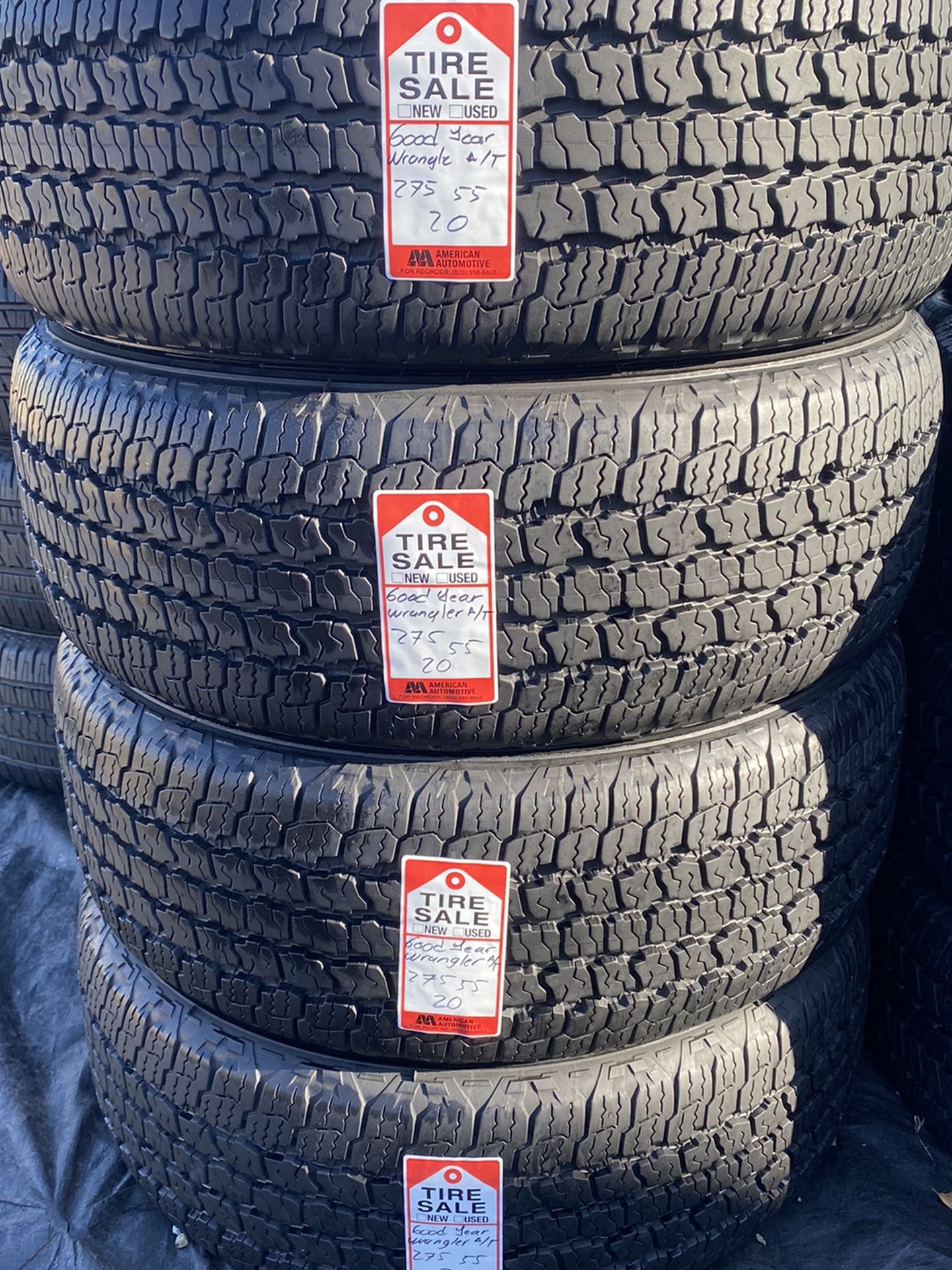 4 used Tires 275/55/20 Goodyear Wrangler A/T For $280 for Sale in Sugar  Land, TX - OfferUp