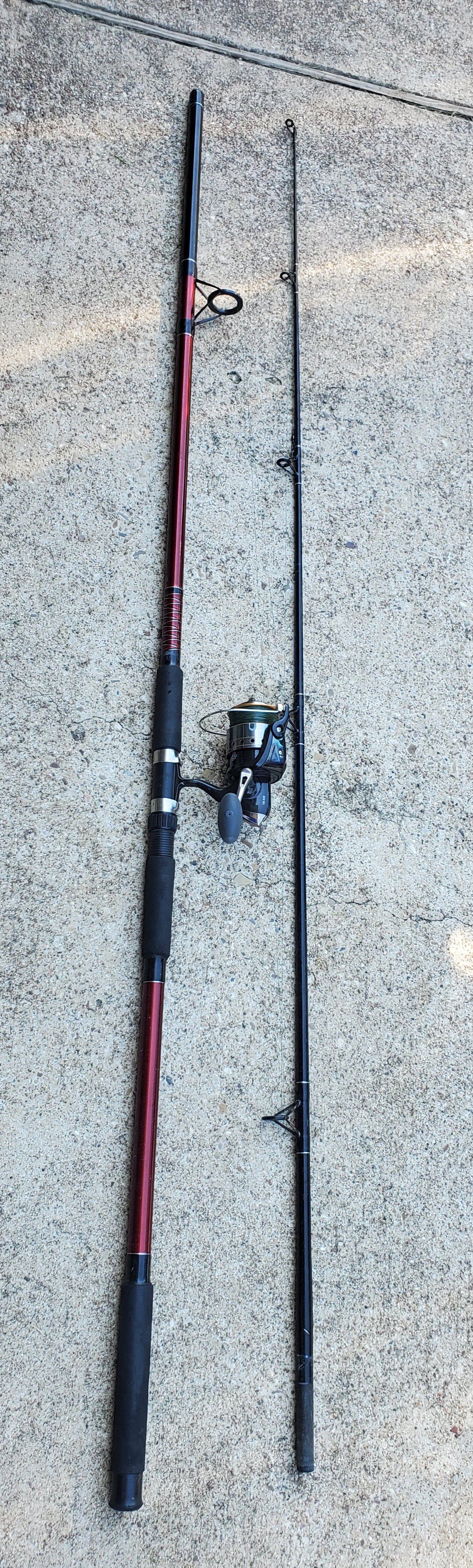 Fishing Pinnacle Red Metal 12 Foot Spinning Rod and Reel Combo