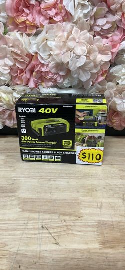 RYOBI 40V 300-Watt Portable Battery Inverter Power Source and 40V Battery Charger (Tool Only)