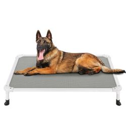 BRAND NEW...Veehoo Chew Proof Elevated Dog Bed - Cooling Raised Pet Cot - Silver Aluminum...