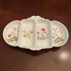 Porcelain Divided Snack Dish by Philippe Deshoulieres - France 