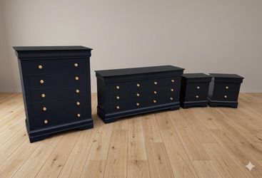 Black  4 pcs dresser Set 1chest 1 dresser 2 night stands