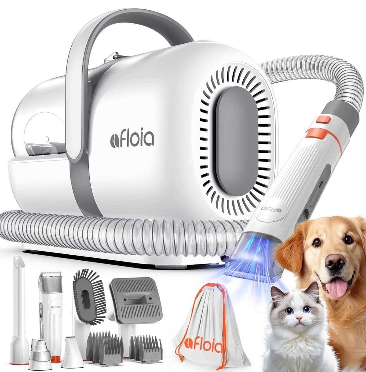 Brand new Afloia 6-in-1 Dog Grooming Kit, Pet Grooming Vacuum for Shedding, Dog Hair Vacuum with Clipper Nail Trimmer Grinder, Pet Brush Groomer at Ho