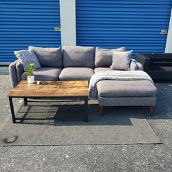 Dark Grey Sectional Couch Sofa (Delivery Available)