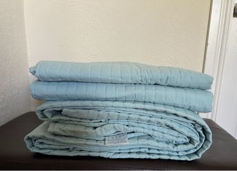 New-3 Pcs. Southshore Vilano Oversized Quilt Set, Turquoise Blue, Size: King