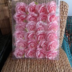 24 Pink Artificial Roses 