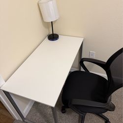 Desk, chair,lamp