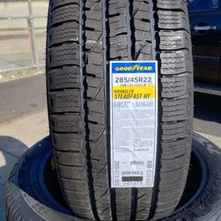 Tires New Goodyear Wrangler Steadfast HT 285 45R22 $800 Set Of Four Install Mount And Balance 