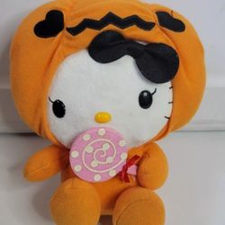 Rare 2009 Hello Kitty Sanrio Pumpkin Plush Orange Costume Halloween 