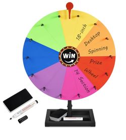 18-inch Tabletop Prize Wheel, Prize Wheel Spinner with Stand & Storage Base, Featuring a Prize Wheel with 14 Customizable Color Sections. Suitable for
