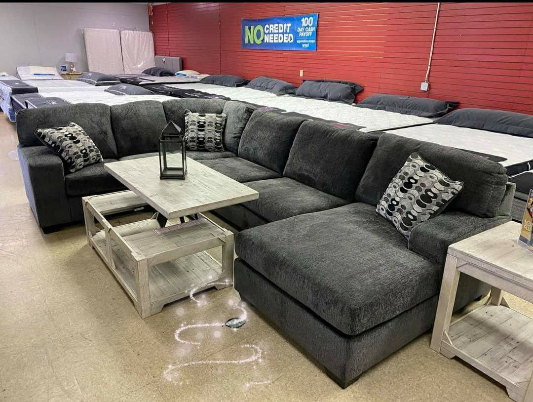 💃Brand New 🕺Ballinasloe Smoke/Platinum RAF/LAF Sectional🦋Ottoman Available🦋
