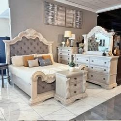 Beautiful White And Grey Bedroom Set - Tuft - Colors Available - SAME DAY DELIVERY - No Credit Needed - 0 Money Down 