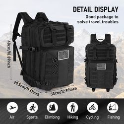 13.21gal High Capacity Tactical Backpack, Unisex, Perfect For Camping, Fishing, Hunting, Hiking, And Traveling