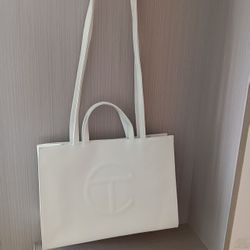 Telfar White Shopping Bag