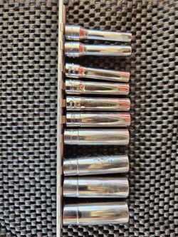Snap on 10 pc 1/4" Drive 6-Point SAE Flank Drive Deep Socket Set (3/16–9/16")