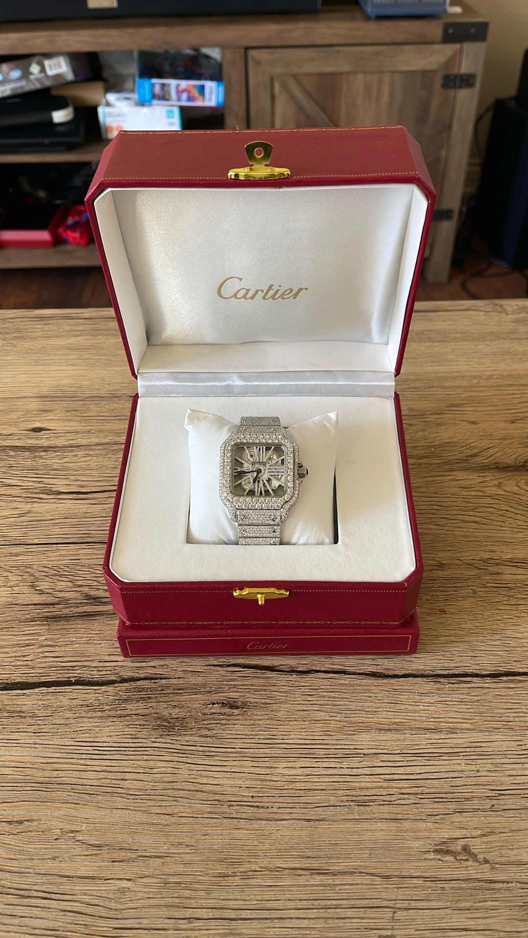 Cartier Santos Skeleton Moissanite