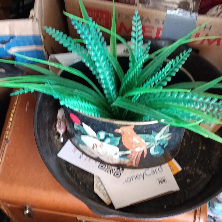 Planter Box With Fake Plant