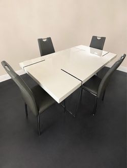 WHITE DINING TABLE 🍽️ TEMPERED GLASS BASE