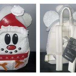 DISNEY Loungefly Mickey SNOWMAN Sequin Mini Backpack (NWT)