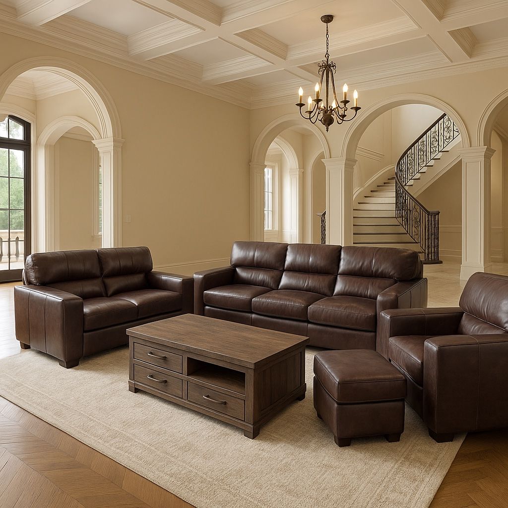 Leather 3 Pc Couch Love Seat And Chair
