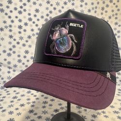 Purple Suede Black Leather Trucker Cap