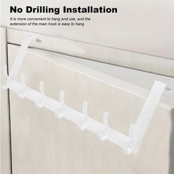 7 Hooks Hanger Rack Organizer Cloth Storage Over The Door Towel Coat White US`