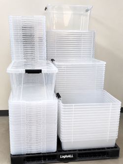 45 QT CLEAR STORAGE BIN WITH LID – STACKABLE STORAGE TOTE – $5 EACH
