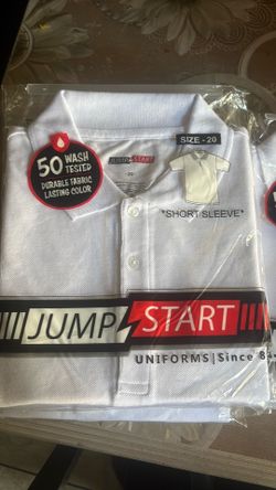 Jump Start White Short Sleeve Uniform Polo Size 20