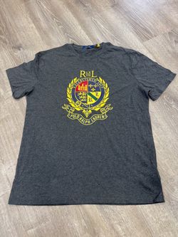 Polo Ralph Lauren Gold Crest Logo T-Shirt Mens Large Gray Classic Fit Tee