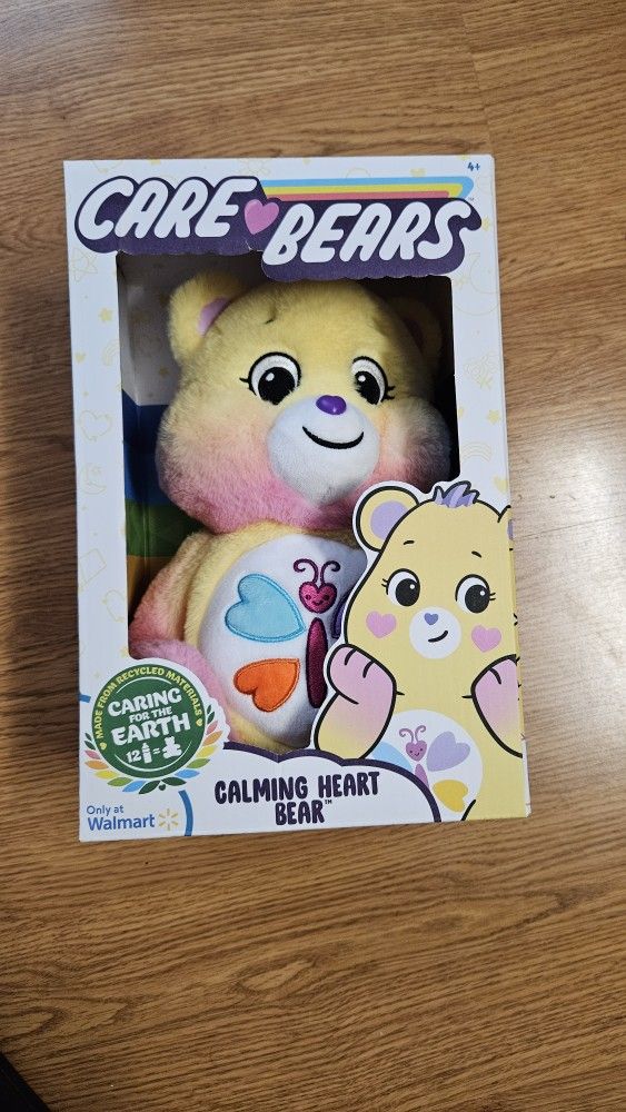 NEW IN BOX Care Bears 14" Calming Heart Plush Bear - Soft Huggable Eco-Friendly Material.