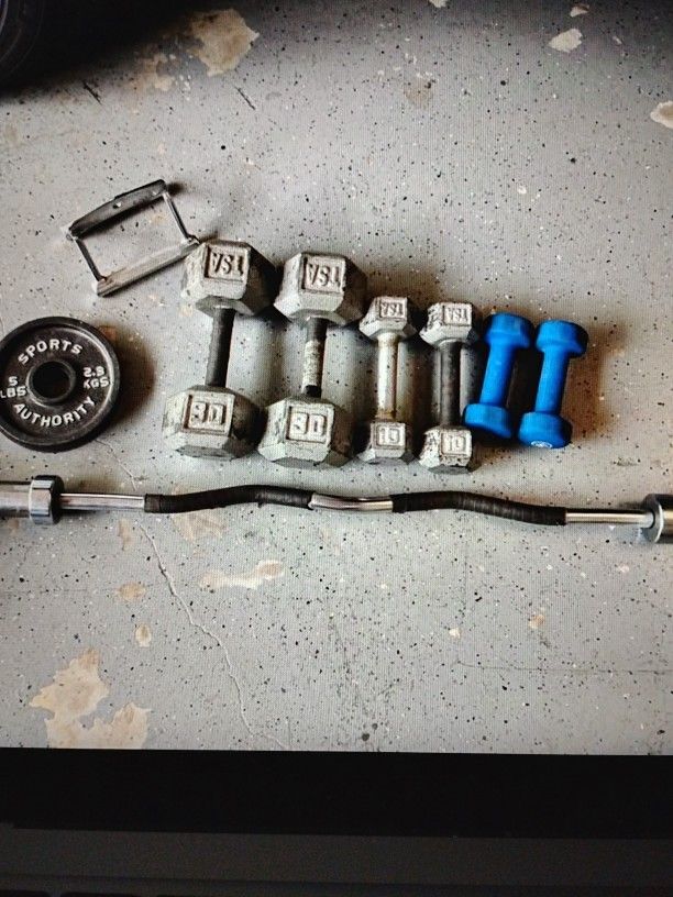 Home Weights Dumbbells And Curl Bar