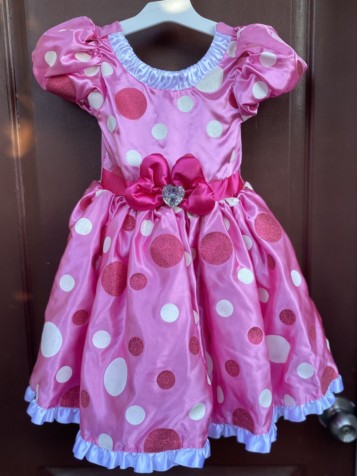 Disney Parks Minnie Mouse Pink Polka Dot Costume Dress Girls Size 5/6
