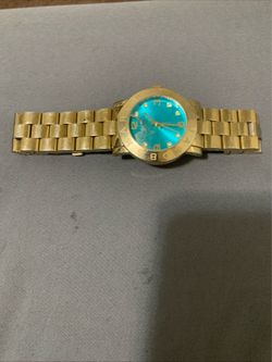 Marc Jacobs Men's Diver Watch MBM256 baby blue interior, gold 45mm