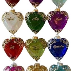 Valentine's Day Heart Ornaments January to December, Month Family Ornament