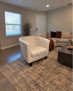White Tufted Barrel Accent Chair