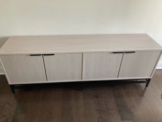 Modern Light Wood Sideboard with Metal Base