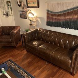 Leather Sofa and Chair 