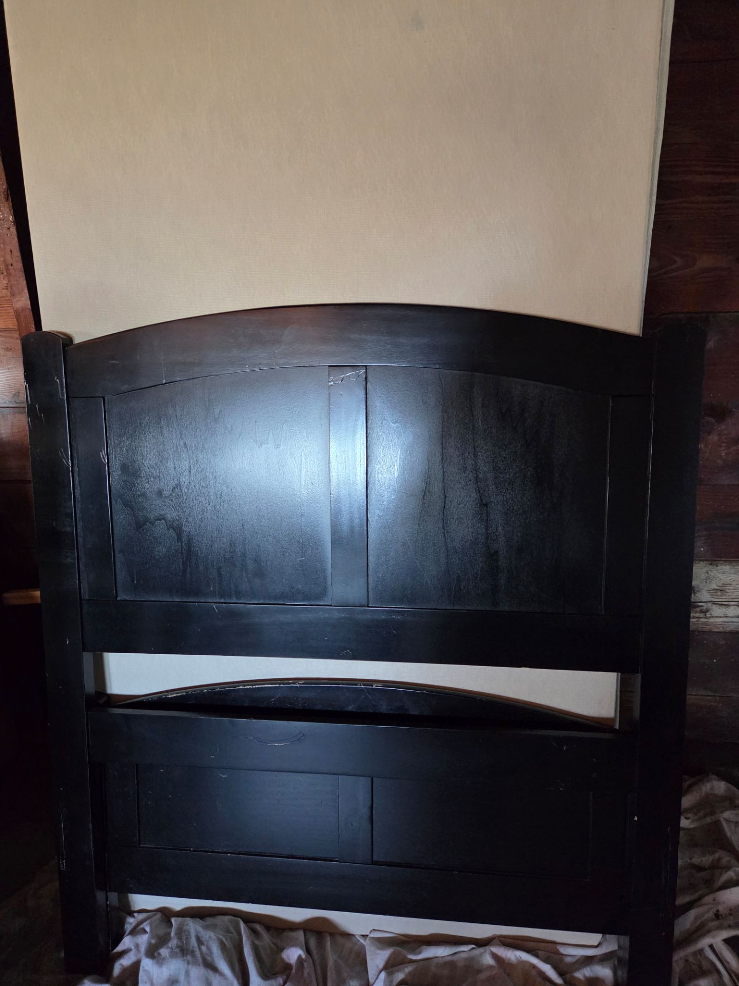 Twin wood bed frame with box and mattress
