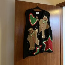 Vintage Quacker Factory Christmas Cookies Sweater Vest 3XL