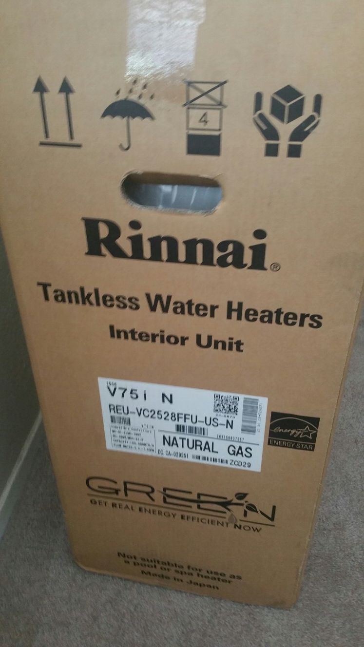 Rinnai V75in tankless water Heater. New in box.