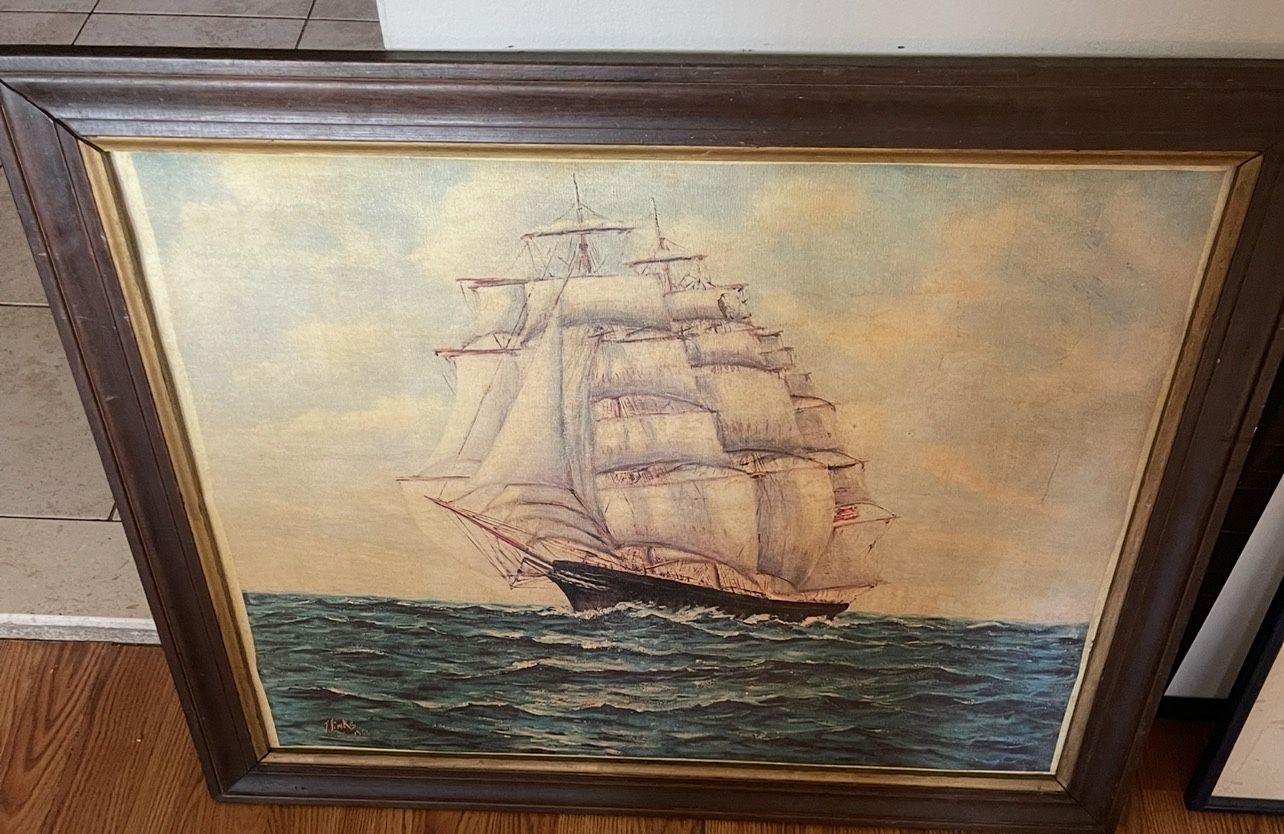 Vintage Ship Painting