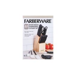 Farberware 22 Piece Never Needs Sharpening Triple Riveted Knife Block Set