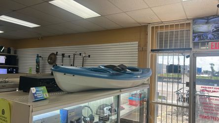 Blue and White Sit-On-Top Kayak