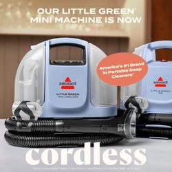 Bissell Little Green Mini Cordless Portable Upholstery and Carpet Cleaner. New, in box. Sealed