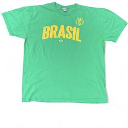 Brazil National Soccer Team T-shirt Men’s 2XL Green 100% Cotton Short Sleeve