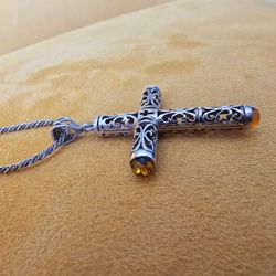 Indonesia Sterling Silver Cross & Chain