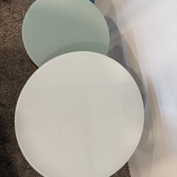 Gold Nesting Coffee Tables With White Glass 