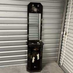 Mother Of Pearl Lacquer Cabinet & Mirror
