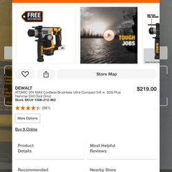 Dewalt 20 Volt Atomic Compact Series 20 V Brushless Hammer 5/8  Tool Only 