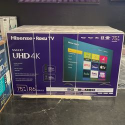 75” HISENSE 4K ROKU SMART ROKU ON SALE